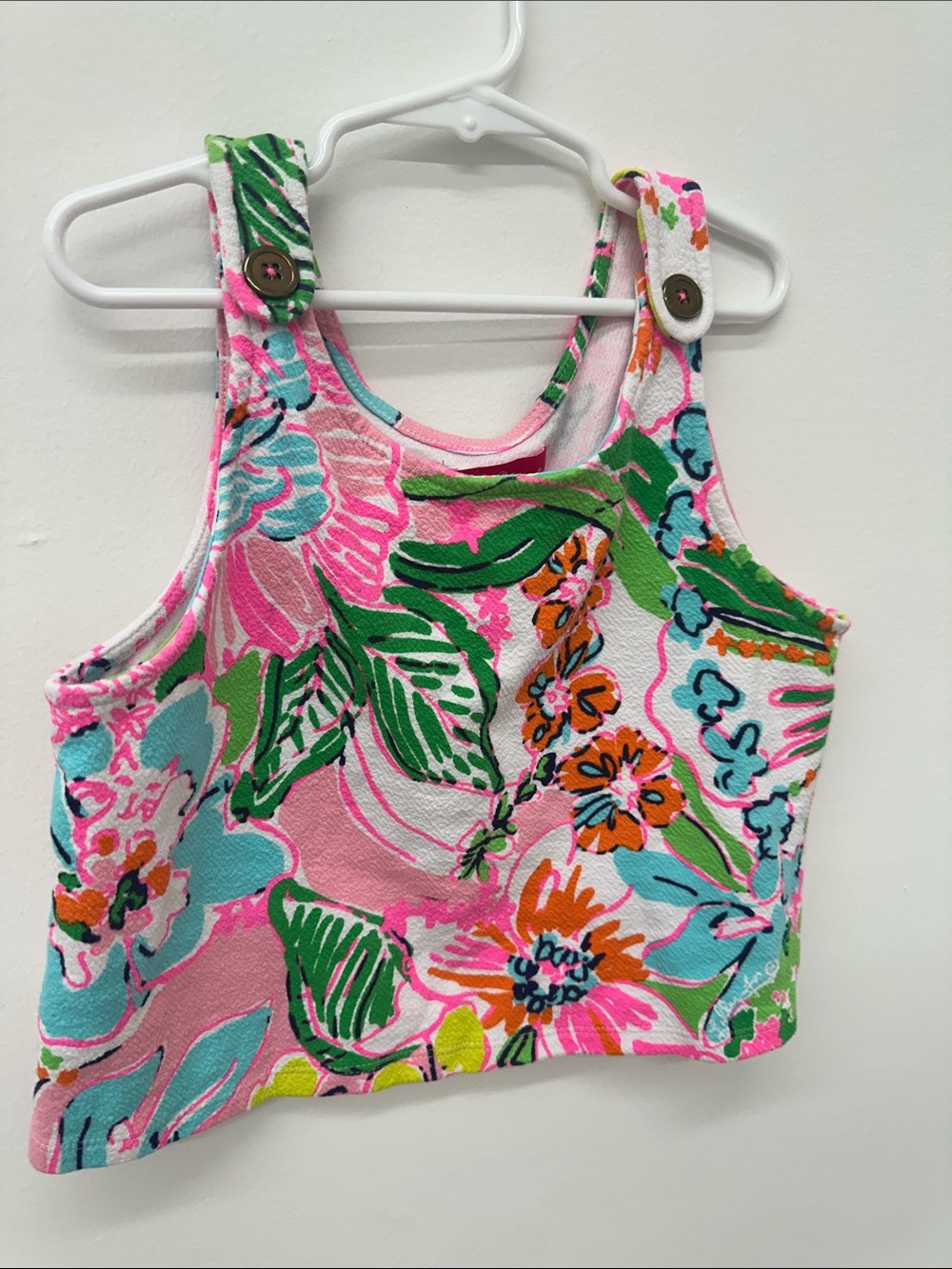 Lilly Pulitzer Girl’s Cropped Tank Top in Pink & Green